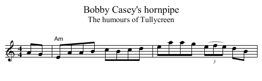 Bobby Casey's hornpipe - staff notation