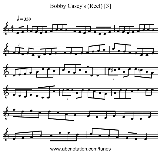 Bobby Casey's (Reel) [3] - staff notation