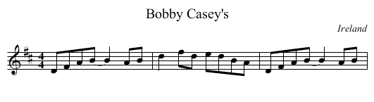Bobby Casey's - staff notation