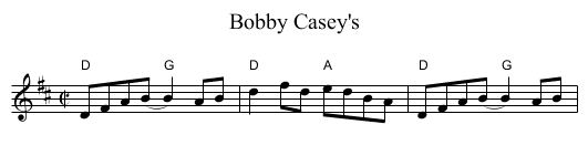 Bobby Casey's - staff notation