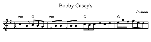 Bobby Casey's - staff notation