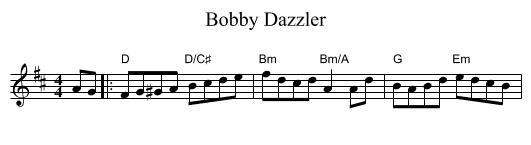 Bobby Dazzler - staff notation