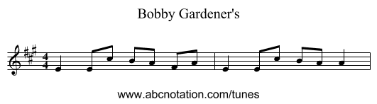 Bobby Gardener's - staff notation