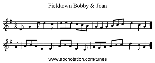 Bobby & Joan, Fieldtown - staff notation
