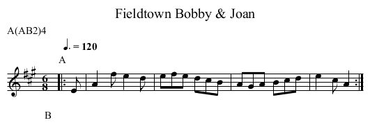 Bobby & Joan, Fieldtown - staff notation
