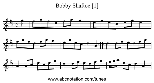 Bobby Shaftoe [1] - staff notation