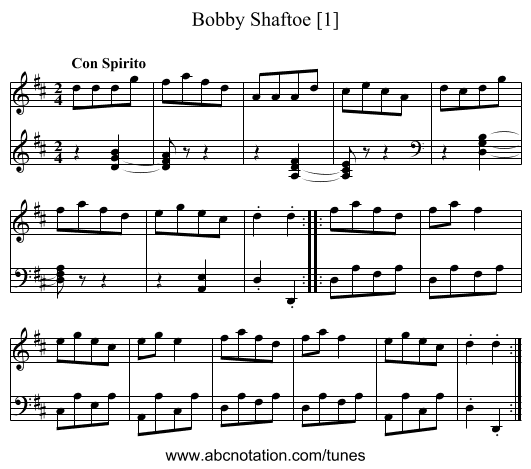 Bobby Shaftoe [1] - staff notation
