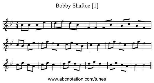 Bobby Shaftoe [1] - staff notation