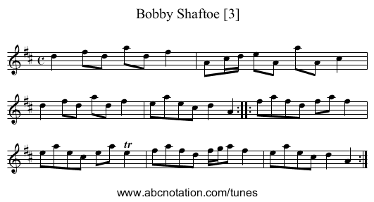Bobby Shaftoe [3] - staff notation