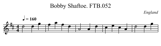 Bobby Shaftoe. FTB.052 - staff notation