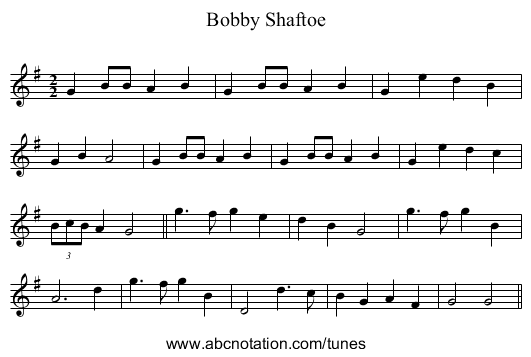 Bobby Shaftoe - staff notation