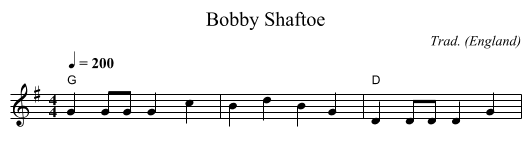 Bobby Shaftoe - staff notation