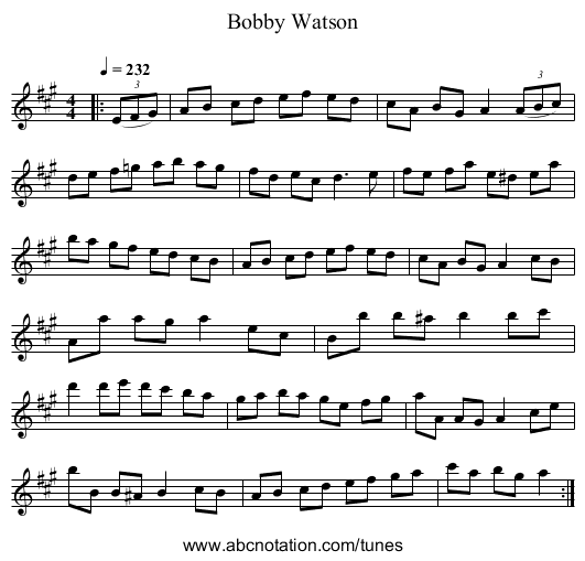 Bobby Watson - staff notation