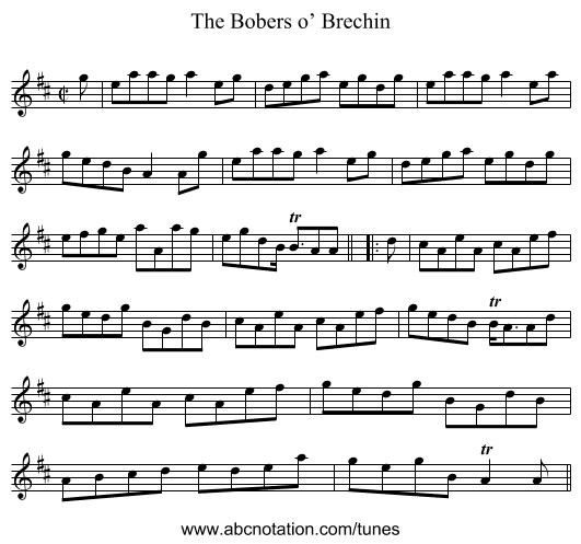 Bobers o’ Brechin, The - staff notation