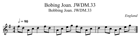 Bobing Joan. JWDM.33 - staff notation