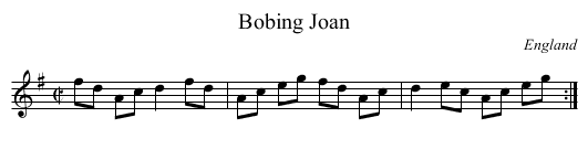 Bobing Joan - staff notation