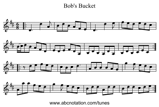 Bob's Bucket - staff notation