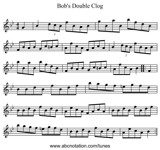 Bob's Double Clog - staff notation