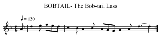 BOBTAIL- The Bob-tail Lass - staff notation