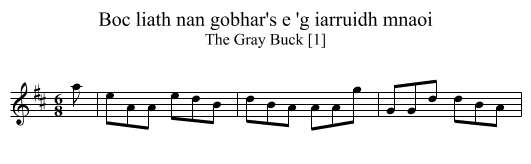 Boc liath nan gobhar's e 'g iarruidh mnaoi - staff notation