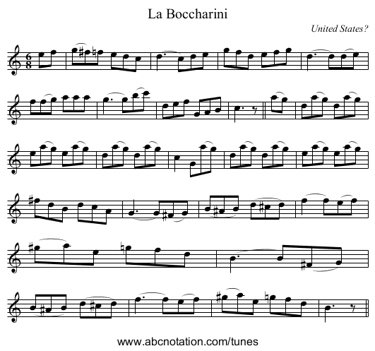 Boccharini, La - staff notation