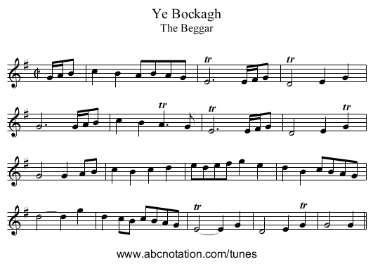 Bockagh, Ye - staff notation