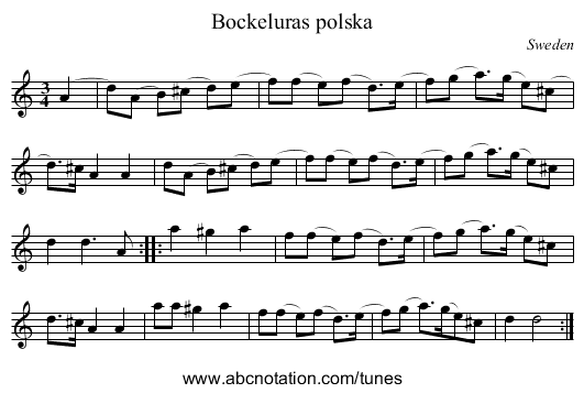 Bockeluras polska - staff notation