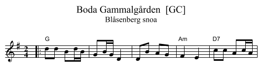 Boda Gammalg&aring;rden  [GC] - staff notation