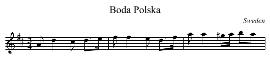 Boda Polska - staff notation