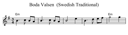 Boda Valsen  (Swedish Traditional) - staff notation