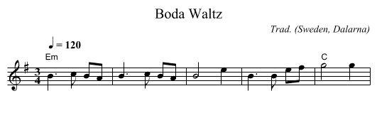 Boda Waltz - staff notation