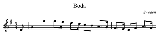 Boda - staff notation