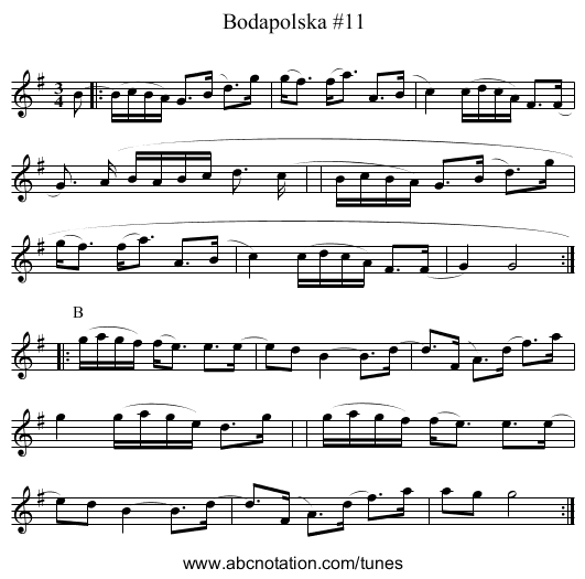 Bodapolska #11 - staff notation