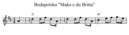 Bodapolska Maka e du Britta - staff notation