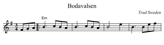 Bodavalsen - staff notation