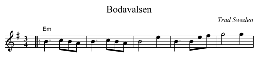 Bodavalsen - staff notation