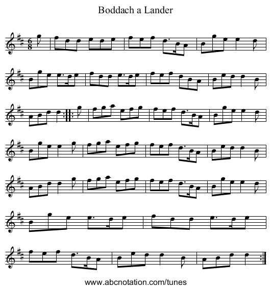Boddach a Lander - staff notation