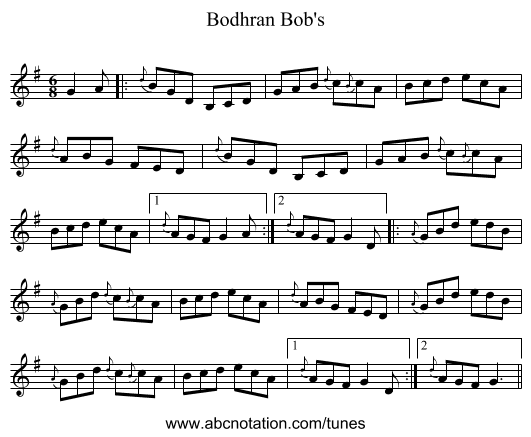 Bodhran Bob's - staff notation