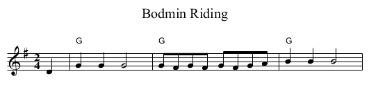 Bodmin Riding - staff notation