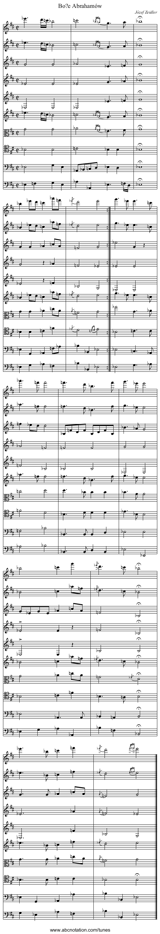Bo?e Abrahamów - staff notation