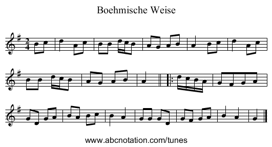 Boehmische Weise - staff notation