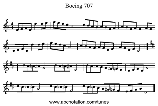 Boeing 707 - staff notation