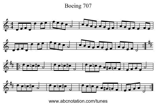 Boeing 707 - staff notation