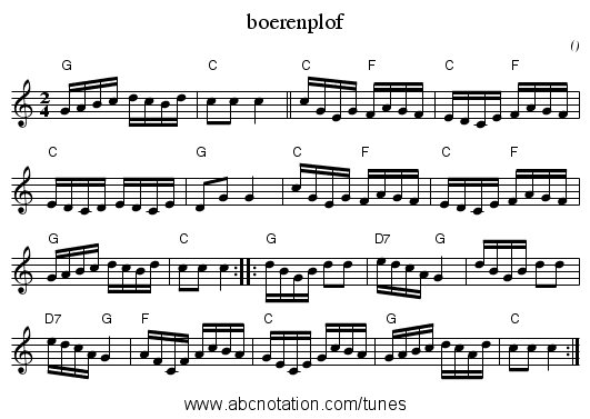 boerenplof - staff notation
