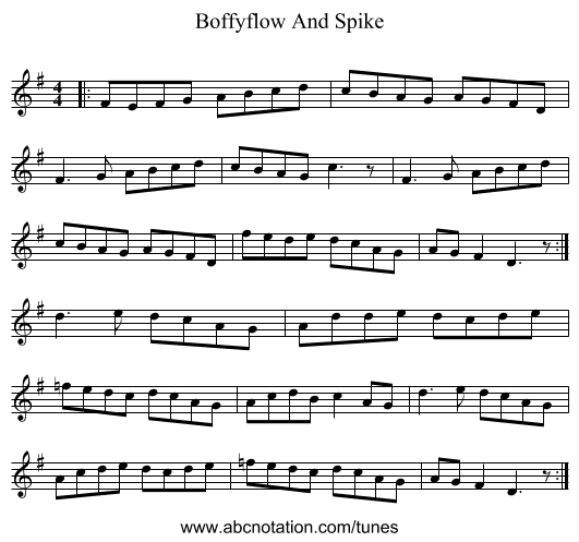 Boffyflow And Spike - staff notation