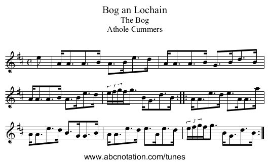 Bog an Lochain - staff notation