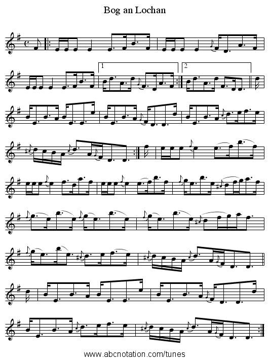 Bog an Lochan - staff notation