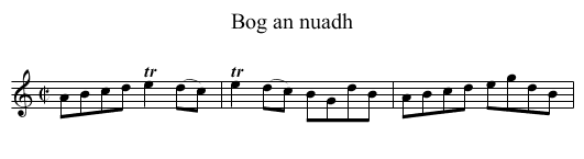 Bog an nuadh - staff notation