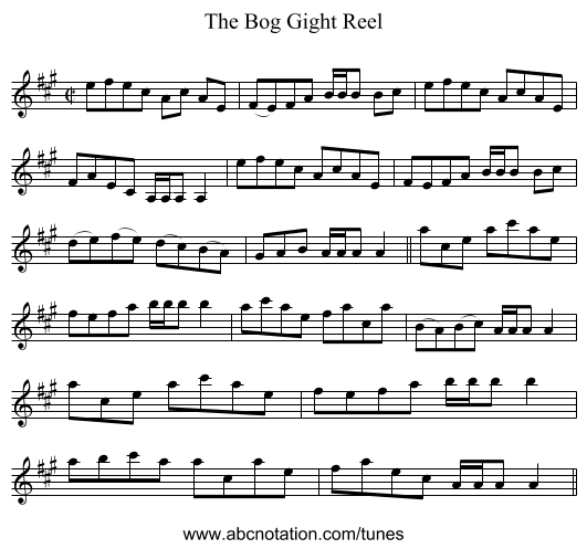 Bog Gight Reel, The - staff notation