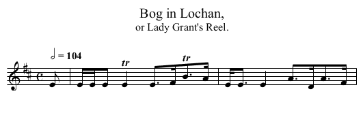Bog in Lochan, - staff notation